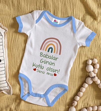 BK Kids Kişiye Özel Mavi Bebek Body Zıbın - Model 31