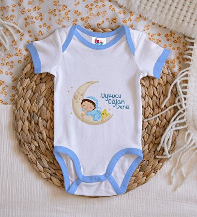 BK Kids Kişiye Özel Mavi Bebek Body Zıbın - Model 38