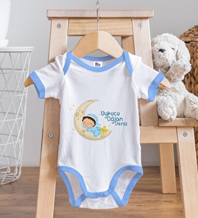 BK Kids Kişiye Özel Mavi Bebek Body Zıbın - Model 38