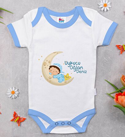 BK Kids Kişiye Özel Mavi Bebek Body Zıbın - Model 38