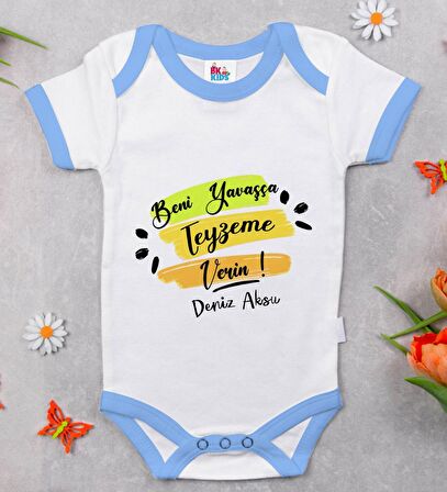 BK Kids Kişiye Özel Mavi Bebek Body Zıbın - Model 40