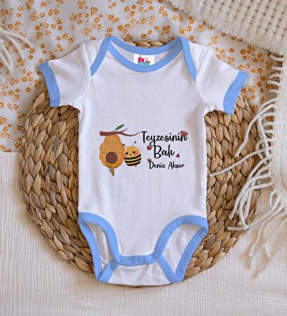 BK Kids Kişiye Özel Mavi Bebek Body Zıbın - Model 42