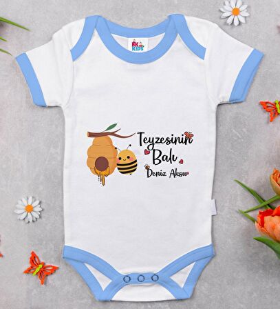 BK Kids Kişiye Özel Mavi Bebek Body Zıbın - Model 42