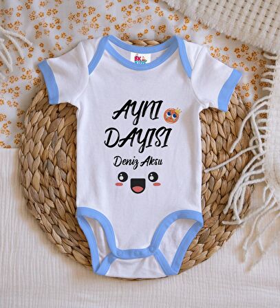 BK Kids Kişiye Özel Mavi Bebek Body Zıbın - Model 47