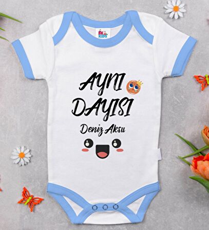 BK Kids Kişiye Özel Mavi Bebek Body Zıbın - Model 47