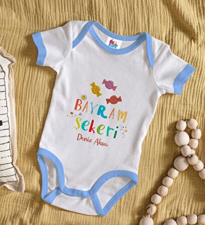 BK Kids Kişiye Özel Mavi Bebek Body Zıbın - Model 48