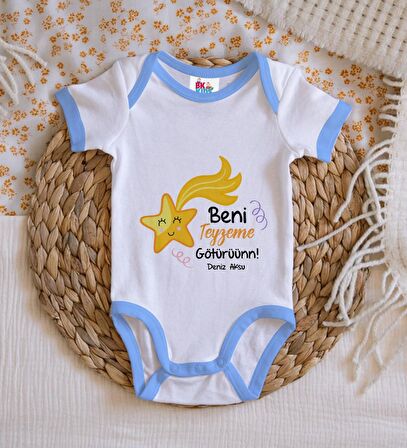 BK Kids Kişiye Özel Mavi Bebek Body Zıbın - Model 51