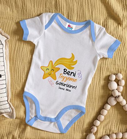 BK Kids Kişiye Özel Mavi Bebek Body Zıbın - Model 51