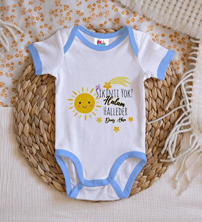 BK Kids Kişiye Özel Mavi Bebek Body Zıbın - Model 57