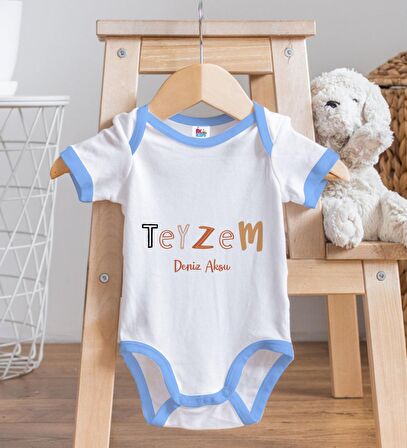 BK Kids Kişiye Özel Mavi Bebek Body Zıbın - Model 59