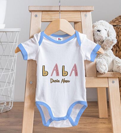 BK Kids Kişiye Özel Mavi Bebek Body Zıbın - Model 61