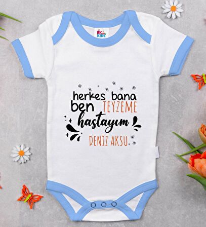 BK Kids Kişiye Özel Mavi Bebek Body Zıbın - Model 62