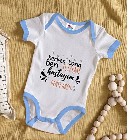 BK Kids Kişiye Özel Mavi Bebek Body Zıbın - Model 62