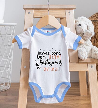 BK Kids Kişiye Özel Mavi Bebek Body Zıbın - Model 62