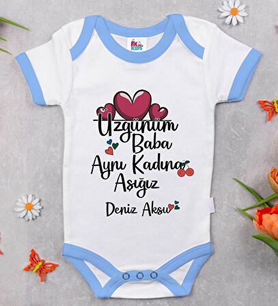BK Kids Kişiye Özel Mavi Bebek Body Zıbın - Model 64