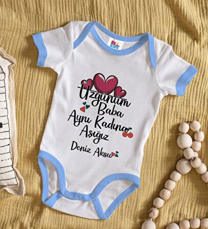 BK Kids Kişiye Özel Mavi Bebek Body Zıbın - Model 64