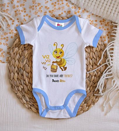 BK Kids Kişiye Özel Mavi Bebek Body Zıbın - Model 66