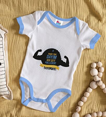 BK Kids Kişiye Özel Mavi Bebek Body Zıbın - Model 67