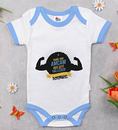 BK Kids Kişiye Özel Mavi Bebek Body Zıbın - Model 68