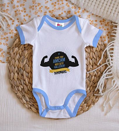 BK Kids Kişiye Özel Mavi Bebek Body Zıbın - Model 68