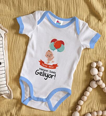 BK Kids Kişiye Özel Mavi Bebek Body Zıbın - Model 69