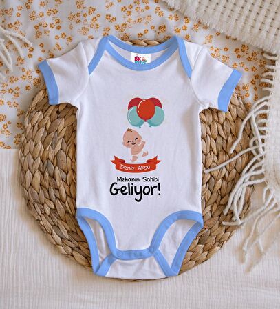 BK Kids Kişiye Özel Mavi Bebek Body Zıbın - Model 69