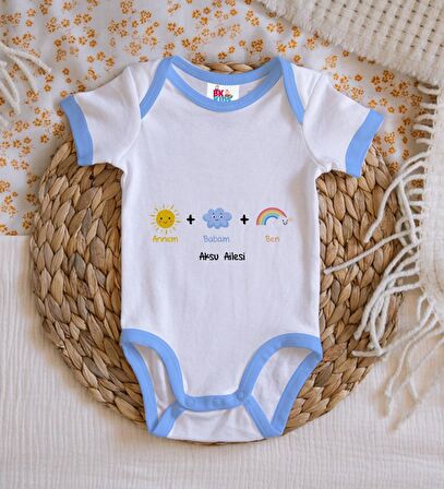 BK Kids Kişiye Özel Mavi Bebek Body Zıbın - Model 70