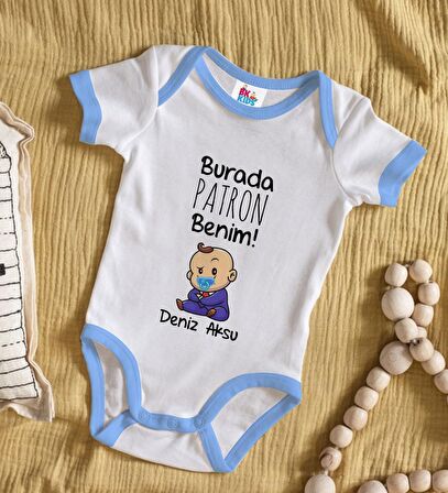 BK Kids Kişiye Özel Mavi Bebek Body Zıbın - Model 71