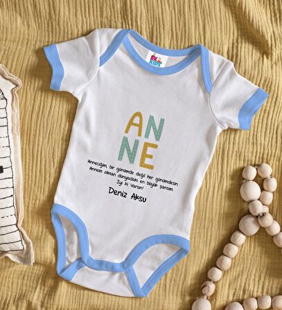 BK Kids Kişiye Özel Mavi Bebek Body Zıbın - Model 72