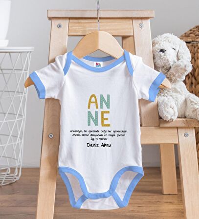 BK Kids Kişiye Özel Mavi Bebek Body Zıbın - Model 72