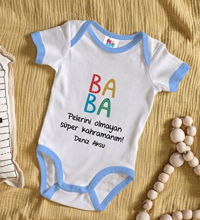 BK Kids Kişiye Özel Mavi Bebek Body Zıbın - Model 73