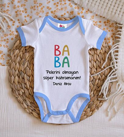 BK Kids Kişiye Özel Mavi Bebek Body Zıbın - Model 73
