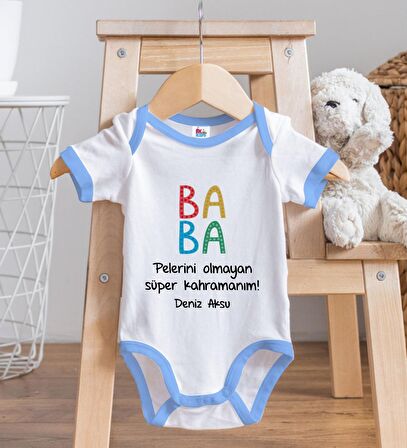 BK Kids Kişiye Özel Mavi Bebek Body Zıbın - Model 73