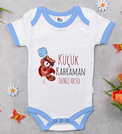 BK Kids Kişiye Özel Mavi Bebek Body Zıbın - Model 75