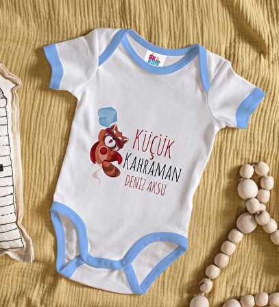 BK Kids Kişiye Özel Mavi Bebek Body Zıbın - Model 75