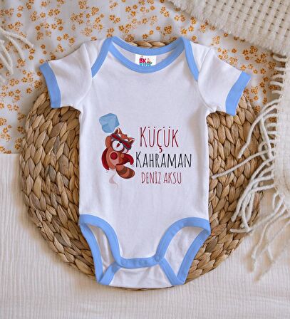 BK Kids Kişiye Özel Mavi Bebek Body Zıbın - Model 75