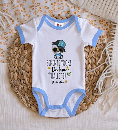 BK Kids Kişiye Özel Mavi Bebek Body Zıbın - Model 76