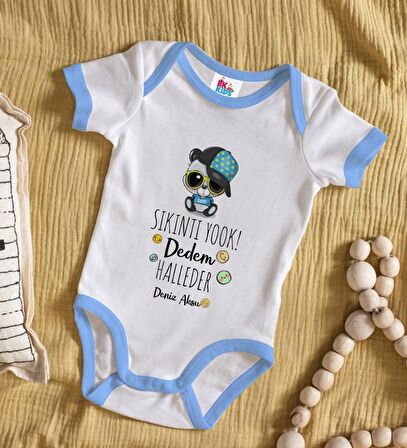 BK Kids Kişiye Özel Mavi Bebek Body Zıbın - Model 76