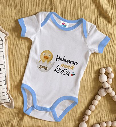 BK Kids Kişiye Özel Mavi Bebek Body Zıbın - Model 79