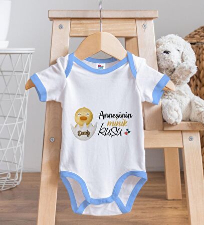 BK Kids Kişiye Özel Mavi Bebek Body Zıbın - Model 80