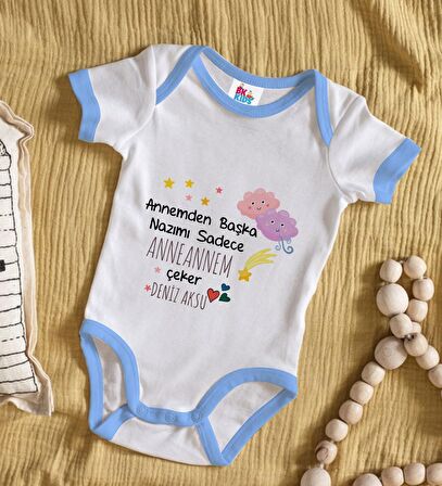 BK Kids Kişiye Özel Mavi Bebek Body Zıbın - Model 81