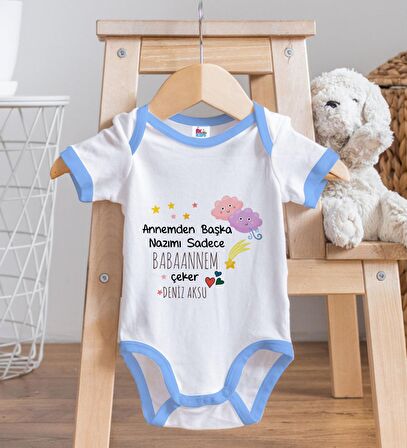 BK Kids Kişiye Özel Mavi Bebek Body Zıbın - Model 82