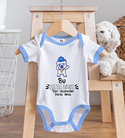 BK Kids Kişiye Özel Mavi Bebek Body Zıbın - Model 85