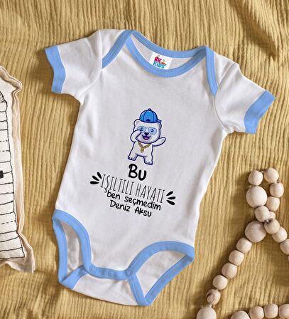 BK Kids Kişiye Özel Mavi Bebek Body Zıbın - Model 85
