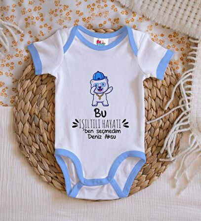 BK Kids Kişiye Özel Mavi Bebek Body Zıbın - Model 85