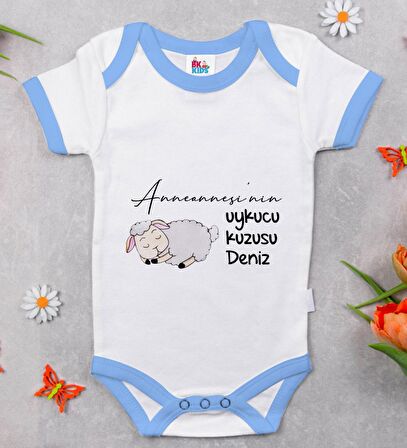 BK Kids Kişiye Özel Mavi Bebek Body Zıbın - Model 89