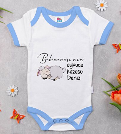 BK Kids Kişiye Özel Mavi Bebek Body Zıbın - Model 90