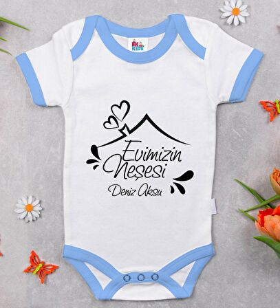 BK Kids Kişiye Özel Mavi Bebek Body Zıbın - Model 91