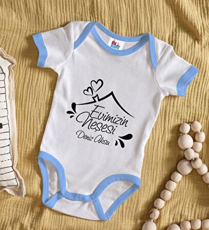 BK Kids Kişiye Özel Mavi Bebek Body Zıbın - Model 91