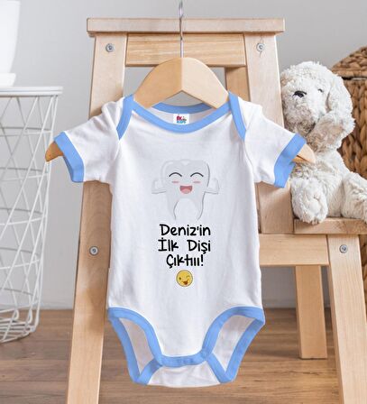 BK Kids Kişiye Özel Mavi Bebek Body Zıbın - Model 92